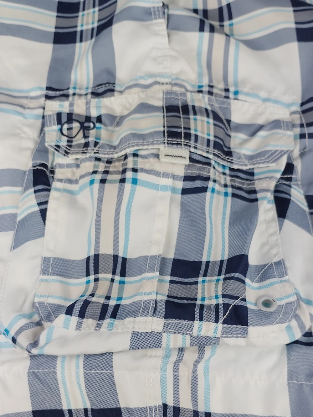 OP Men's Plaid Swim Trunks - White/Navy